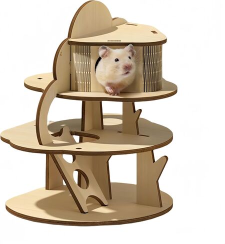 Hamster Hideout,3-Layer Wooden Treehouse for Small Animal Habitat Decor,Hamster Toys,Hamster Cage Accessories for Gerbil,Dwarf Hamster,Syrian Hamster in Saudi Arabia