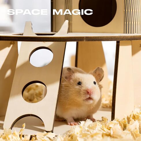 Hamster Hideout,3-Layer Wooden Treehouse for Small Animal Habitat Decor,Hamster Toys,Hamster Cage Accessories for Gerbil,Dwarf Hamster,Syrian Hamster in Saudi Arabia