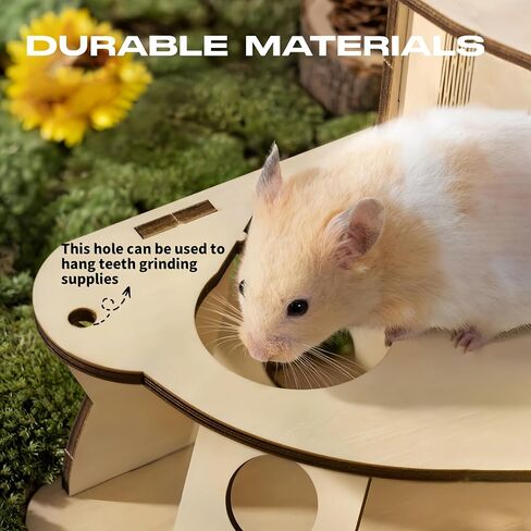 Hamster Hideout,3-Layer Wooden Treehouse for Small Animal Habitat Decor,Hamster Toys,Hamster Cage Accessories for Gerbil,Dwarf Hamster,Syrian Hamster in Saudi Arabia