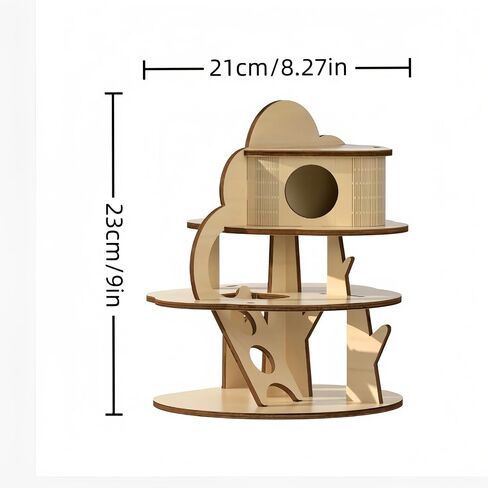 Hamster Hideout,3-Layer Wooden Treehouse for Small Animal Habitat Decor,Hamster Toys,Hamster Cage Accessories for Gerbil,Dwarf Hamster,Syrian Hamster in Saudi Arabia