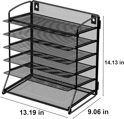 صينية تنظيم ملفات مكتب شبكية مكونة من 6 طبقات، رف رف رسائل لفرز ورق سطح المكتب للمكتب والمنزل والمدرسة، أسود in Kuwait