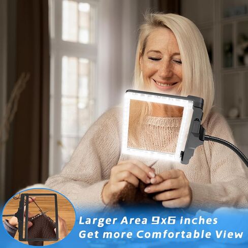عدسة مكبرة كبيرة 5X مع ضوء وحامل، 42 مصباح مكتب مكبرة مرن LED بعنق الإوزة، مكبر صفحة قابل للفصل 2 في 1 سطوع قابل للتعديل للقراءة، DIY، الخياطة، الحرف اليدوية، الرسم in Kuwait