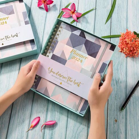 2024 Planner - Weekly & Monthly Planner 2024 with Gift Box, Jan 2024 - Dec 2024, Planner 2024, 8" x 10" Thick Paper, Back Pocket with 15 Notes Pages + 12 Monthly Tabs in Saudi Arabia