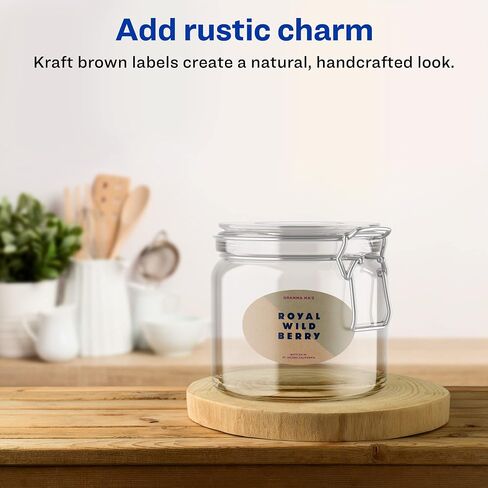 ملصقات Avery Kraft Brown البيضاوية مع تغذية مؤكدة، 2 بوصة × 3-1/3 بوصة، 120 ملصق بني كرافت، طباعة إلى الحافة، ملصقات قابلة للطباعة بالليزر/نفث الحبر in Saudi Arabia