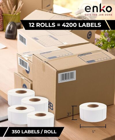 enKo [3 Rolls, 1050 Labels] - 3 x 5" Direct Thermal Labels, FBA Stickers, FN SKU Labels Compatible for Zebra/Eltron in Saudi Arabia