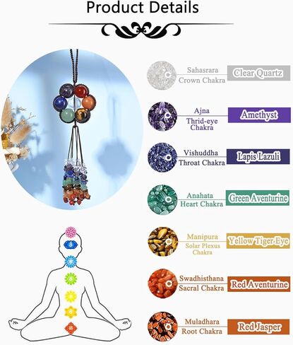 CrystalTears شقرا الحجارة شفاء الكريستال شنقا زخرفة اليدوية 7 شقرا زخرفة الجدار فنغ شوي التأمل نافذة شنقا زخرفة سيارة زخرفة للمنزل مكتب شجرة عيد الميلاد ديكور هدية in Kuwait