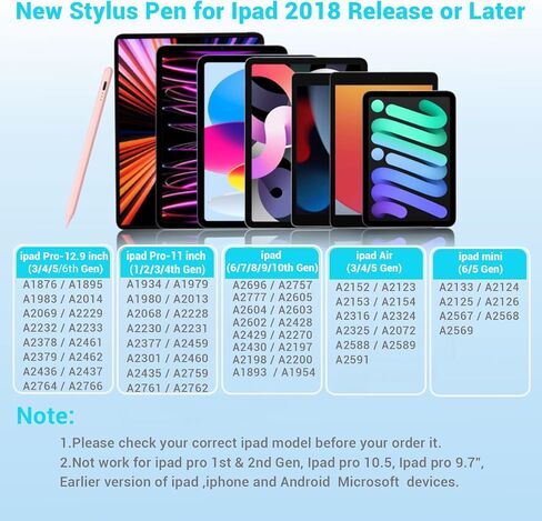 Stylus Pen for Apple Ipad Pencil - Pencil 2nd for iPad 9th 10th Generation Apple Pen with Palm Rejection 2018-2024 Ipad 6th 7th 8th 9th 10th Gen Mini 6/5 Ipad Air 3/4/5 Gen iPad Pro 11-12.9 inch White in Saudi Arabia