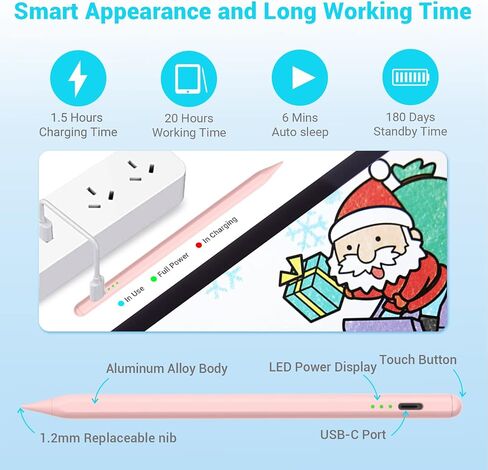 Stylus Pen for Apple Ipad Pencil - Pencil 2nd for iPad 9th 10th Generation Apple Pen with Palm Rejection 2018-2024 Ipad 6th 7th 8th 9th 10th Gen Mini 6/5 Ipad Air 3/4/5 Gen iPad Pro 11-12.9 inch White in Saudi Arabia