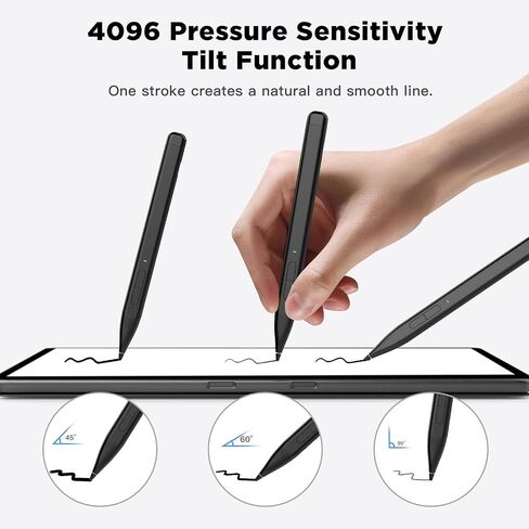 قلم TiMOVO Stylus لجهاز Microsoft Surface، قلم مغناطيسي رفيع 2 لجهاز Surface Pro 9/8/7+/7/6/5/4/3/X، Surface 3، Go 3/2/1، Book 3/2/1، كمبيوتر محمول 3/2/1، ستوديو 2+/2/1، قلم HP Stylus، قلم HP Envy X360 4096 ضغط in Kuwait
