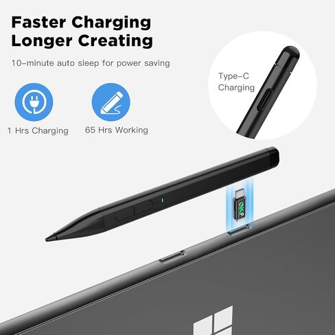 قلم TiMOVO Stylus لجهاز Microsoft Surface، قلم مغناطيسي رفيع 2 لجهاز Surface Pro 9/8/7+/7/6/5/4/3/X، Surface 3، Go 3/2/1، Book 3/2/1، كمبيوتر محمول 3/2/1، ستوديو 2+/2/1، قلم HP Stylus، قلم HP Envy X360 4096 ضغط in Kuwait