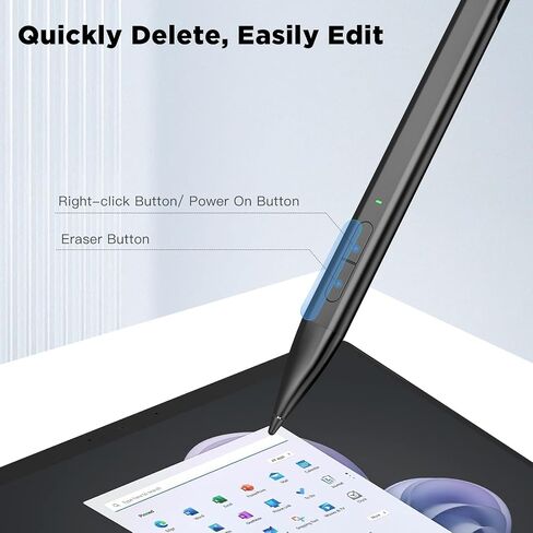 قلم TiMOVO Stylus لجهاز Microsoft Surface، قلم مغناطيسي رفيع 2 لجهاز Surface Pro 9/8/7+/7/6/5/4/3/X، Surface 3، Go 3/2/1، Book 3/2/1، كمبيوتر محمول 3/2/1، ستوديو 2+/2/1، قلم HP Stylus، قلم HP Envy X360 4096 ضغط in Kuwait