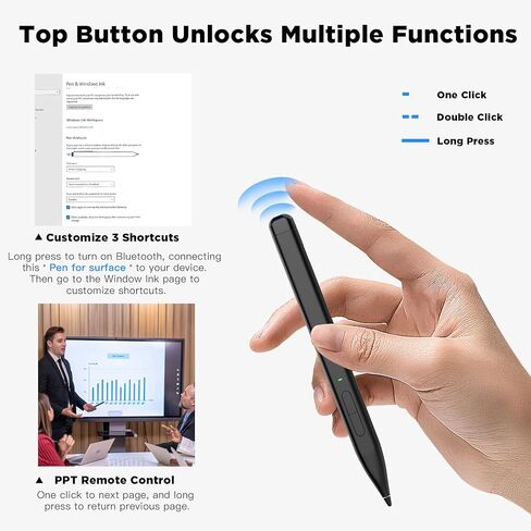 قلم TiMOVO Stylus لجهاز Microsoft Surface، قلم مغناطيسي رفيع 2 لجهاز Surface Pro 9/8/7+/7/6/5/4/3/X، Surface 3، Go 3/2/1، Book 3/2/1، كمبيوتر محمول 3/2/1، ستوديو 2+/2/1، قلم HP Stylus، قلم HP Envy X360 4096 ضغط in Kuwait