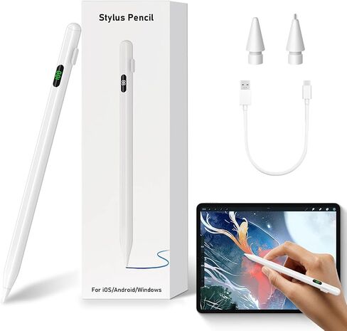 قلم شاشة لجهاز iPad المغناطيسي - قلم شاشة LED لعرض الطاقة، شحن أسرع، قلم iPad عالي الاستجابة ودقيق، يعمل من أجل 2018-2024 iPad Air 3/4/5، iPad Mini 5/6، iPad 6/7/8/9/10 ، آيباد برو 11 بوصة/12.9 بوصة in Kuwait