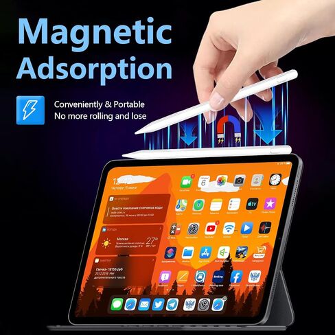 قلم شاشة لجهاز iPad المغناطيسي - قلم شاشة LED لعرض الطاقة، شحن أسرع، قلم iPad عالي الاستجابة ودقيق، يعمل من أجل 2018-2024 iPad Air 3/4/5، iPad Mini 5/6، iPad 6/7/8/9/10 ، آيباد برو 11 بوصة/12.9 بوصة in Kuwait