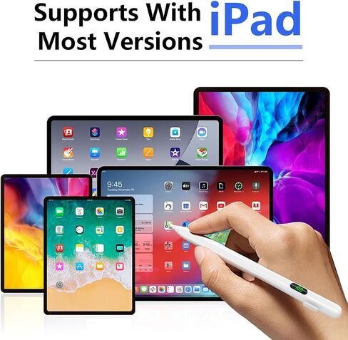قلم شاشة لجهاز iPad المغناطيسي - قلم شاشة LED لعرض الطاقة، شحن أسرع، قلم iPad عالي الاستجابة ودقيق، يعمل من أجل 2018-2024 iPad Air 3/4/5، iPad Mini 5/6، iPad 6/7/8/9/10 ، آيباد برو 11 بوصة/12.9 بوصة in Kuwait