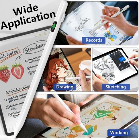 قلم شاشة لجهاز iPad المغناطيسي - قلم شاشة LED لعرض الطاقة، شحن أسرع، قلم iPad عالي الاستجابة ودقيق، يعمل من أجل 2018-2024 iPad Air 3/4/5، iPad Mini 5/6، iPad 6/7/8/9/10 ، آيباد برو 11 بوصة/12.9 بوصة in Kuwait