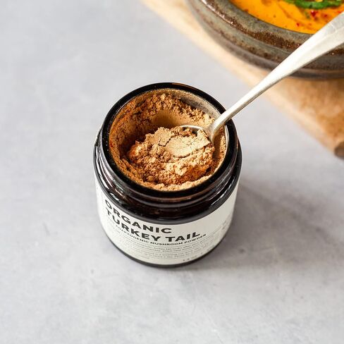 100% Organic Turkey Tail Mushroom Powder 40 Servings - 22% Beta-glucans - Prebiotic and Gut Nourishing - Trametes Versicolor - Sustainably Grown in Europe - Vegan - Non-GMO - No Added Fillers in Saudi Arabia