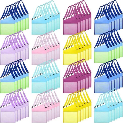 Jexine 100 Pack Shell Bag Bulk Colorful Mesh Beach Bag for Kids Collecting Bags Nylon Sand Bags with Adjustable Straps Seashell Bags for Child Holding Beach Picnic Activities, 7 Colors in Saudi Arabia