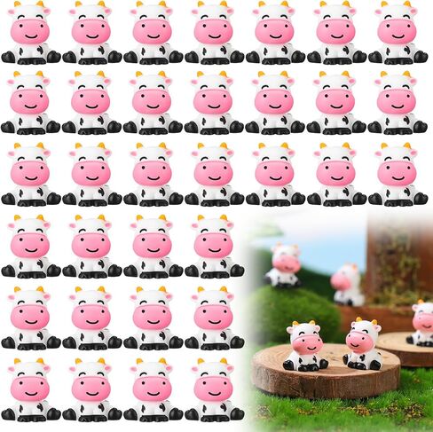 36 Pcs Mini Cow Figurine Cow Decoration Cute Cow Statues Handmade Resin Cow Sculpture Ornament for Decorations Home Bathroom Office Kitchen Garden Desk in Saudi Arabia