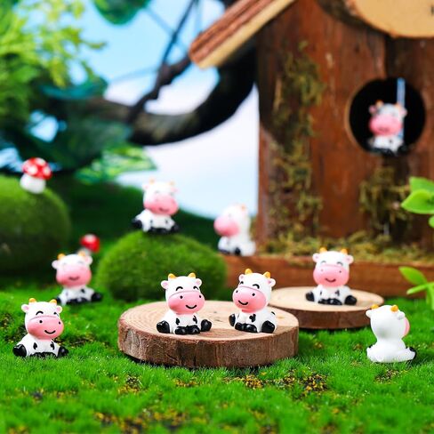36 Pcs Mini Cow Figurine Cow Decoration Cute Cow Statues Handmade Resin Cow Sculpture Ornament for Decorations Home Bathroom Office Kitchen Garden Desk in Saudi Arabia