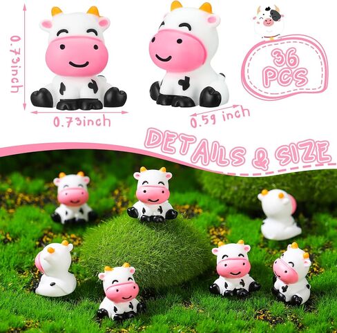 36 Pcs Mini Cow Figurine Cow Decoration Cute Cow Statues Handmade Resin Cow Sculpture Ornament for Decorations Home Bathroom Office Kitchen Garden Desk in Saudi Arabia
