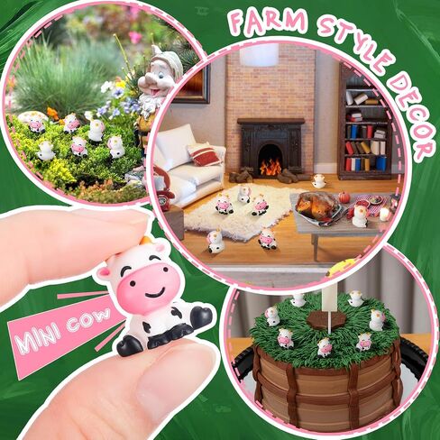 36 Pcs Mini Cow Figurine Cow Decoration Cute Cow Statues Handmade Resin Cow Sculpture Ornament for Decorations Home Bathroom Office Kitchen Garden Desk in Saudi Arabia