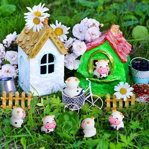 36 Pcs Mini Cow Figurine Cow Decoration Cute Cow Statues Handmade Resin Cow Sculpture Ornament for Decorations Home Bathroom Office Kitchen Garden Desk in Saudi Arabia
