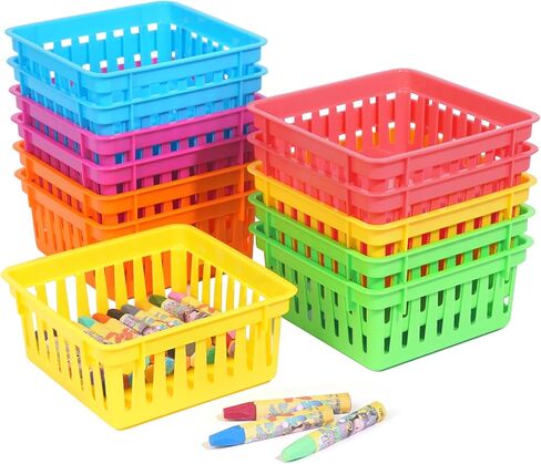 ZZYFGH 12 Pack Pencil Holder for Kids Desk, Colorful Pen Baskets Tray for Organizing Classroom Supplies in Kuwait