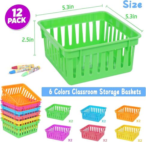 ZZYFGH 12 Pack Pencil Holder for Kids Desk, Colorful Pen Baskets Tray for Organizing Classroom Supplies in Kuwait
