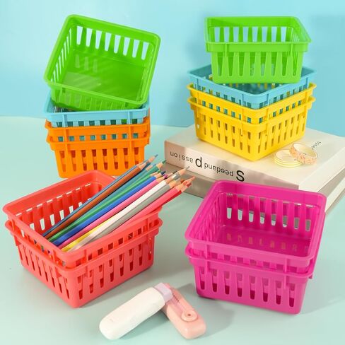 ZZYFGH 12 Pack Pencil Holder for Kids Desk, Colorful Pen Baskets Tray for Organizing Classroom Supplies in Kuwait