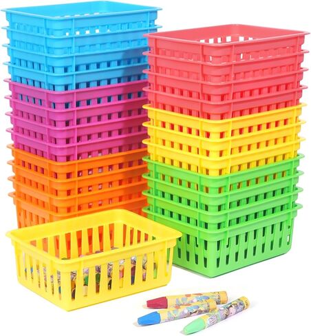 ZZYFGH 12 Pack Pencil Holder for Kids Desk, Colorful Pen Baskets Tray for Organizing Classroom Supplies in Kuwait