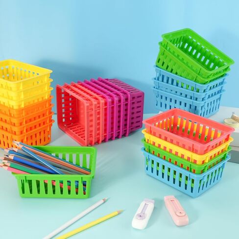 ZZYFGH 12 Pack Pencil Holder for Kids Desk, Colorful Pen Baskets Tray for Organizing Classroom Supplies in Kuwait