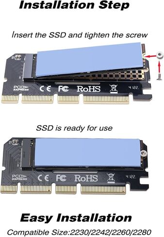 موسع PCIe إلى M.2 NVMe، بطاقة تمديد PCI-e 4.0 لمحول M.2 2280 2260 2242 2230 SSD in Kuwait
