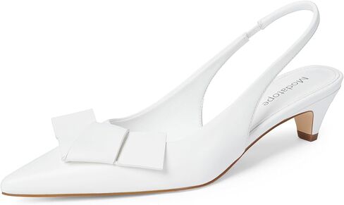 Modatope هريرة الكعوب للنساء القوس أشار مغلقة اصبع القدم Slingback كعب منخفض الصنادل النساء مضخات فستان الزفاف الأحذية in Kuwait