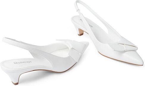 Modatope هريرة الكعوب للنساء القوس أشار مغلقة اصبع القدم Slingback كعب منخفض الصنادل النساء مضخات فستان الزفاف الأحذية in Kuwait