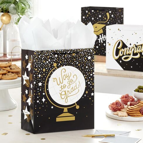 Hallmark 13" Large Graduation Gift Bags (3 Bags: Way to Go, Woo Hoo!, Congrats) for High School, College, Kindergarten, 8th Grade and More in Saudi Arabia