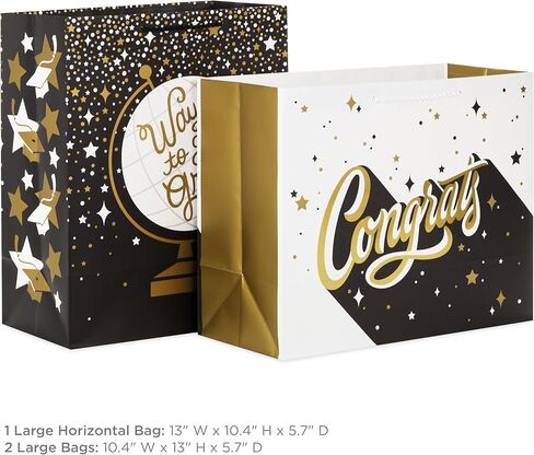 Hallmark 13" Large Graduation Gift Bags (3 Bags: Way to Go, Woo Hoo!, Congrats) for High School, College, Kindergarten, 8th Grade and More in Saudi Arabia
