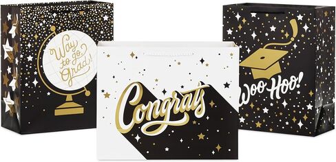 Hallmark 13" Large Graduation Gift Bags (3 Bags: Way to Go, Woo Hoo!, Congrats) for High School, College, Kindergarten, 8th Grade and More in Saudi Arabia