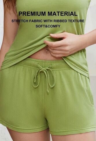 HEARTNICE Womens Ribbed Knit Pajama Set Tank Top and Shorts Pj Lounge Sets Sleepwear in Saudi Arabia