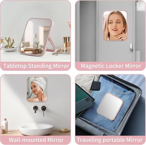 Magnetic Locker Mirror | Tabletop Vanity Makeup Mirror, Back to School Folding Mirror with Stand, Hanging Travel Mirror with Hook, for School Locker, Household Refrigerator, Office Cabinet. in Saudi Arabia