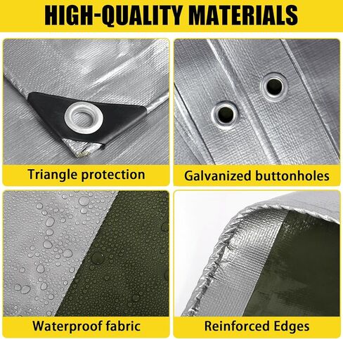 Tarp Waterproof 6x8-Heavy Duty Tarp,12 Mil Thick Cover Waterproof Plastic Tarpaulin with Grommets,OutdoorTarps Heavy Duty Waterproof Uv-Resistant/Tear Proof for Pool,Camping,Boat,Patio in Saudi Arabia
