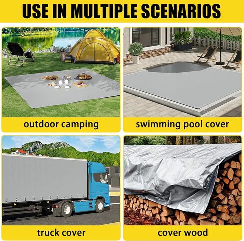 Tarp Waterproof 6x8-Heavy Duty Tarp,12 Mil Thick Cover Waterproof Plastic Tarpaulin with Grommets,OutdoorTarps Heavy Duty Waterproof Uv-Resistant/Tear Proof for Pool,Camping,Boat,Patio in Saudi Arabia