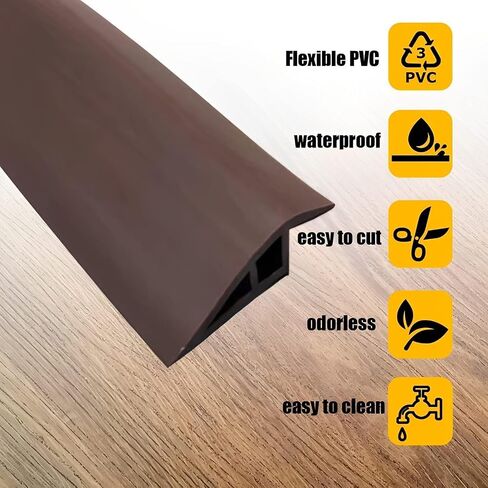 Vinyl-Door-Transition-Threshold-Strip, 36 in Floor/Carpet-to-Tile-Transition-Strip Reducer, Doorway Edge Trim for Laminate Floor Mat Vinyl Tile (Coffee, 36 in) in Saudi Arabia
