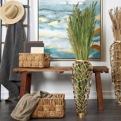 Deco 79 Dried Plant Palm Leaf Natural Foliage with Feather Inspired Stems, 4" x 1" x 43", Green in Saudi Arabia