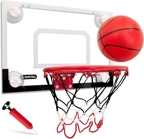 BOHEN Mini Basketball Hoops with Suction Cup & Ball Attached to The Door and Wall - Wall Mounted Hoop Great Game Indoor Bedroom Office for Kids Teens Adults in Kuwait