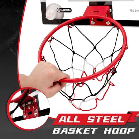 BOHEN Mini Basketball Hoops with Suction Cup & Ball Attached to The Door and Wall - Wall Mounted Hoop Great Game Indoor Bedroom Office for Kids Teens Adults in Kuwait