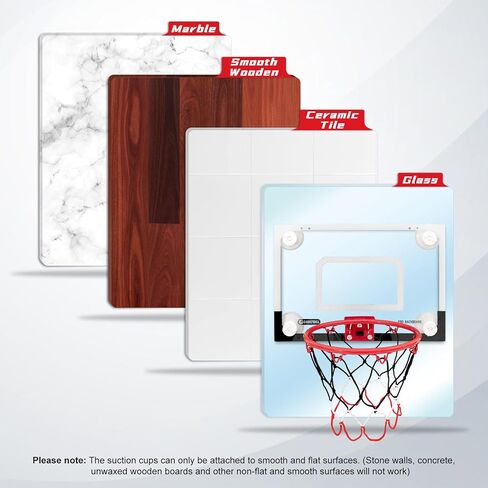 BOHEN Mini Basketball Hoops with Suction Cup & Ball Attached to The Door and Wall - Wall Mounted Hoop Great Game Indoor Bedroom Office for Kids Teens Adults in Kuwait