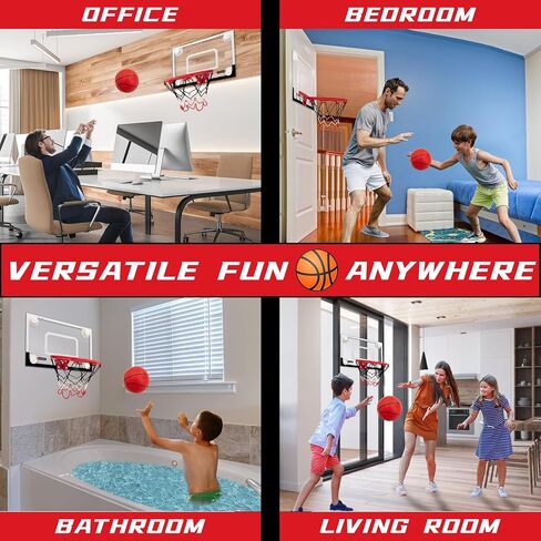 BOHEN Mini Basketball Hoops with Suction Cup & Ball Attached to The Door and Wall - Wall Mounted Hoop Great Game Indoor Bedroom Office for Kids Teens Adults in Kuwait