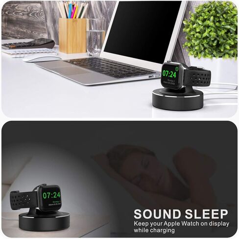 Compatible for Apple Watch Charger Stand(Weighted Aluminum Alloy Base), KINGRUNNING Designed for iWatch Charger Stand Charging Dock Holder Compatible with Apple Watch Series 7/6/SE/5/4/3/2/1-Black in Saudi Arabia