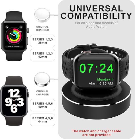Compatible for Apple Watch Charger Stand(Weighted Aluminum Alloy Base), KINGRUNNING Designed for iWatch Charger Stand Charging Dock Holder Compatible with Apple Watch Series 7/6/SE/5/4/3/2/1-Black in Saudi Arabia